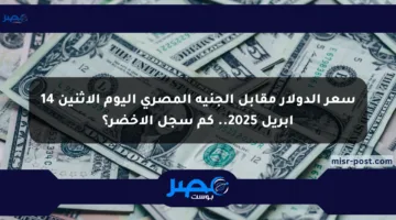 سعر الدولار مقابل الجنيه المصري اليوم الإثنين 14 أبريل 2025.. كم سجل الأخضر؟